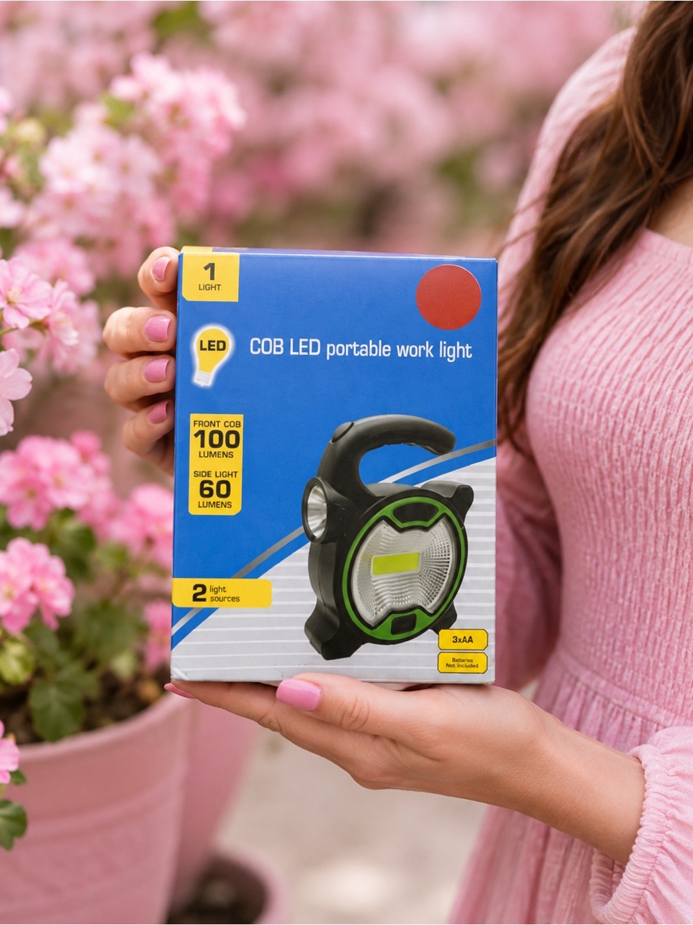 COB LED Portable Work Light - Green & Black Accent